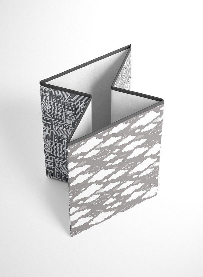 Bacati - Small Storage Tote Clouds in the City White/Grey Neutral 10 X 10 x10 inches - Image 4
