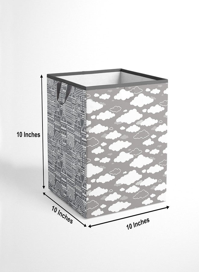 Bacati - Small Storage Tote Clouds in the City White/Grey Neutral 10 X 10 x10 inches - Image 3