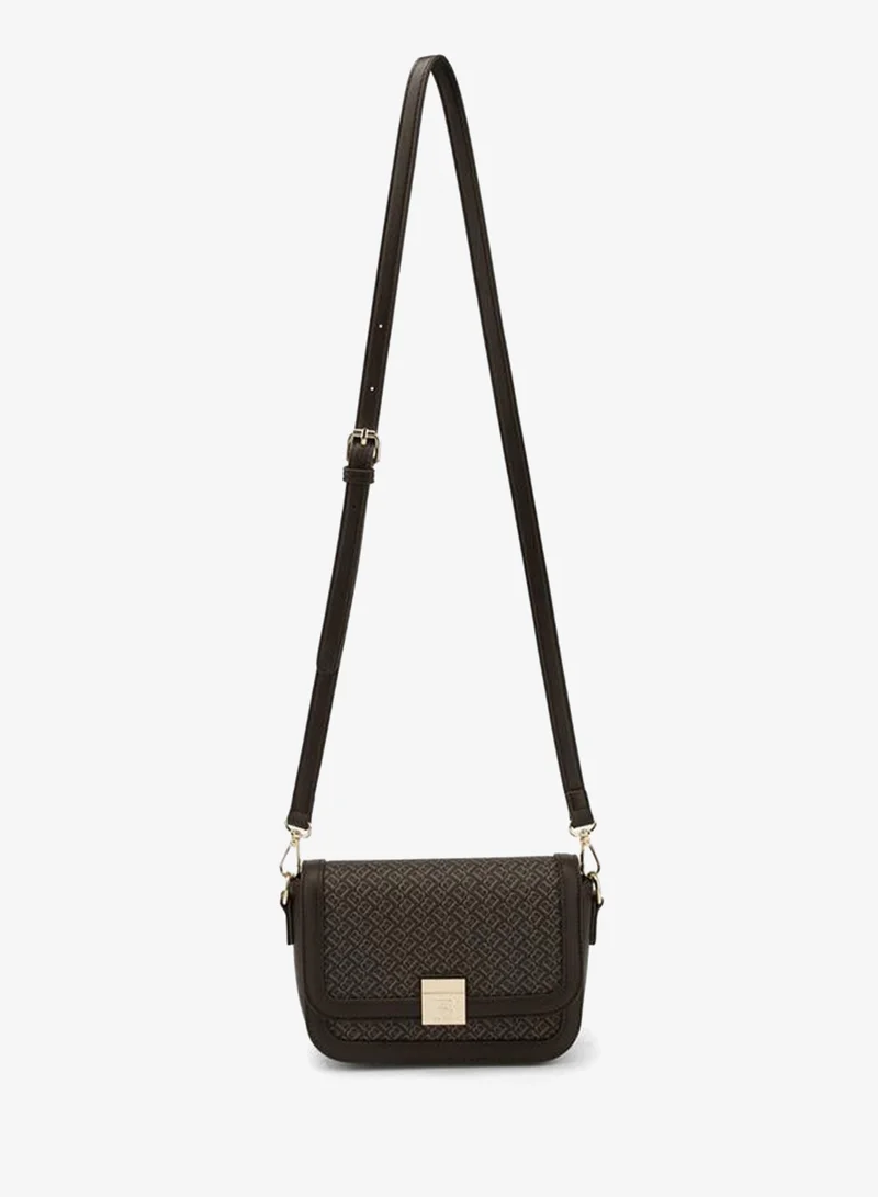 Flora Bella By Shoexpress BROWN Monogram Print Crossbody Bag With Detachable Strap for Women | Best Price UAE