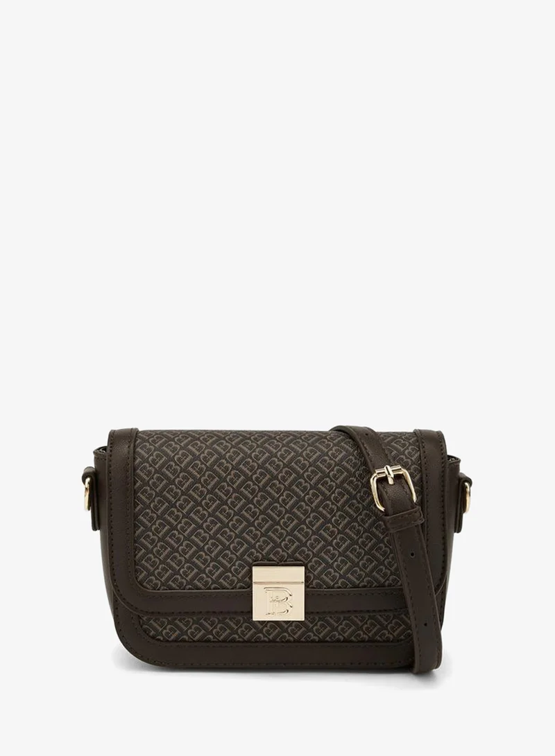 Monogram Print Crossbody Bag With Detachable Strap