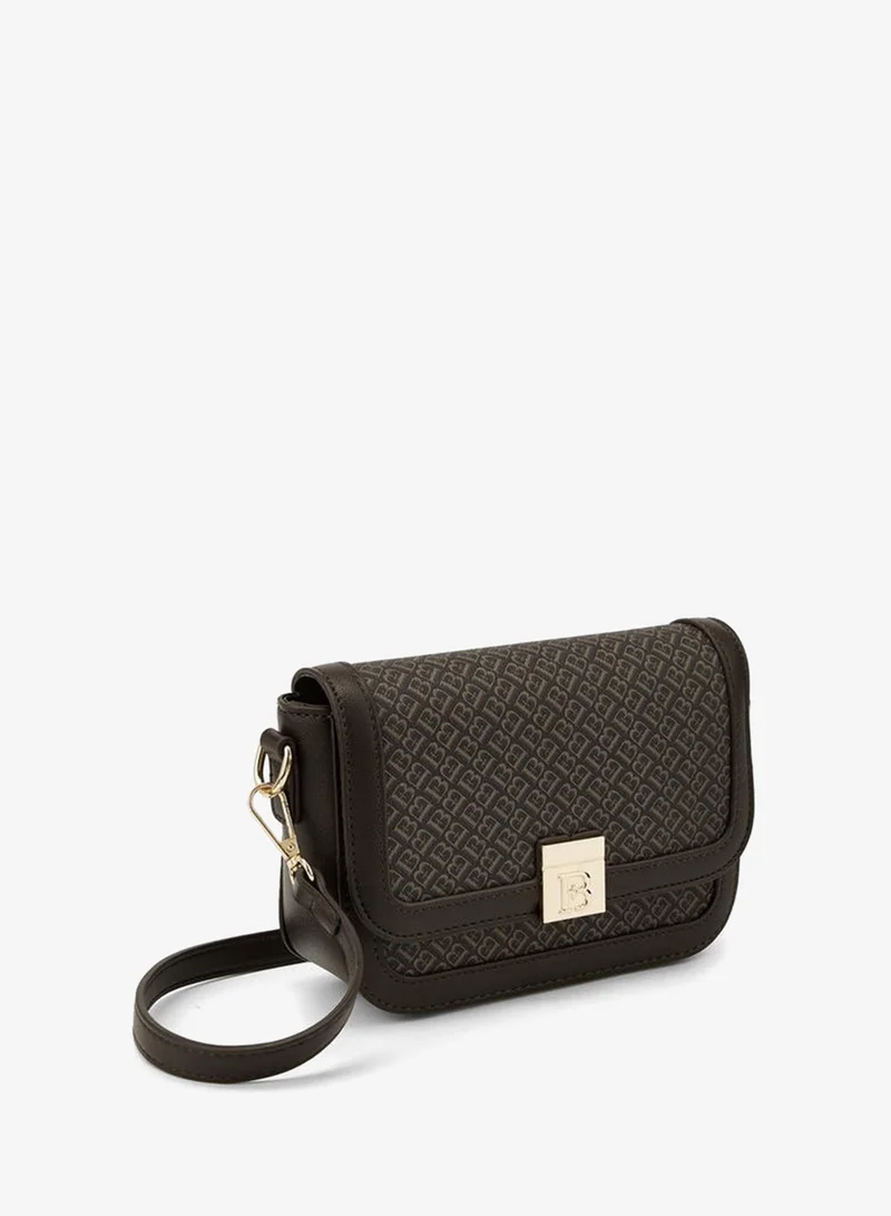 Flora Bella By Shoexpress BROWN Monogram Print Crossbody Bag With Detachable Strap for Women | Best Price UAE