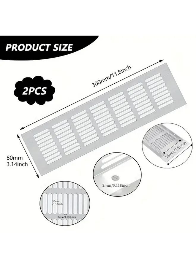2pcs Aluminum Alloy Ventilation Grills 300x80mm Kitchen Cabinet Air Vents With Screws - Image 4