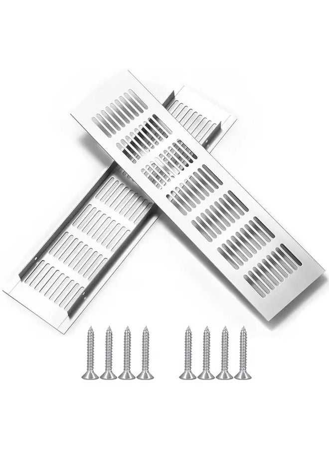 2pcs Aluminum Alloy Ventilation Grills 300x80mm Kitchen Cabinet Air Vents With Screws - Image 1