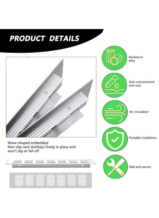 2pcs Aluminum Alloy Ventilation Grills 300x80mm Kitchen Cabinet Air Vents With Screws - Image 3