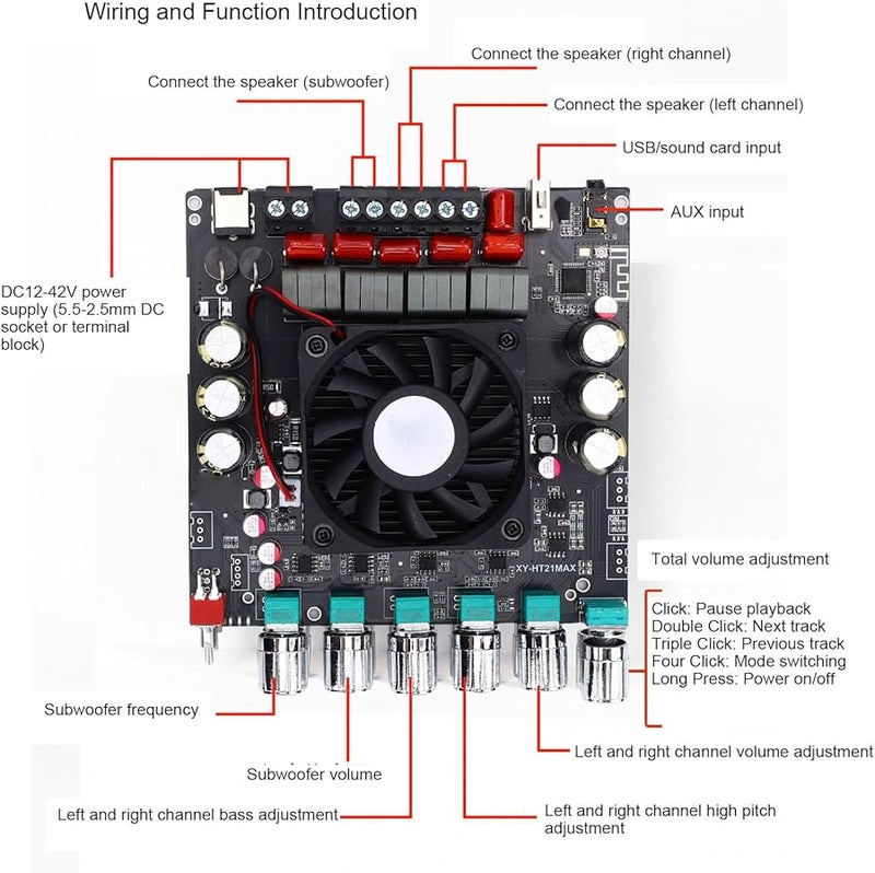 FTVOGUE 2.1 Channel 200Wx2 400W Digital Amplifier Board for Home Speaker TV Smartphone - Image 3
