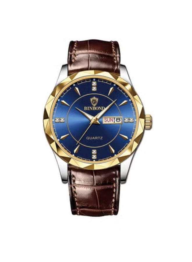 BINBOND Men's Luxury  Watch with Dual Calendar, Quartz Movement, 30M Waterproof - Image 1
