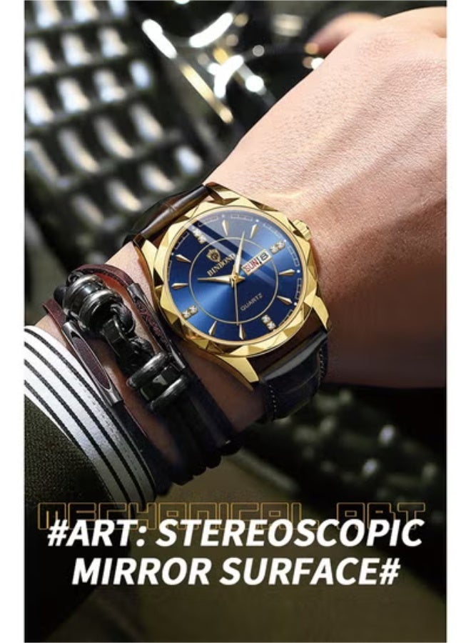 BINBOND Men's Luxury  Watch with Dual Calendar, Quartz Movement, 30M Waterproof - Image 2