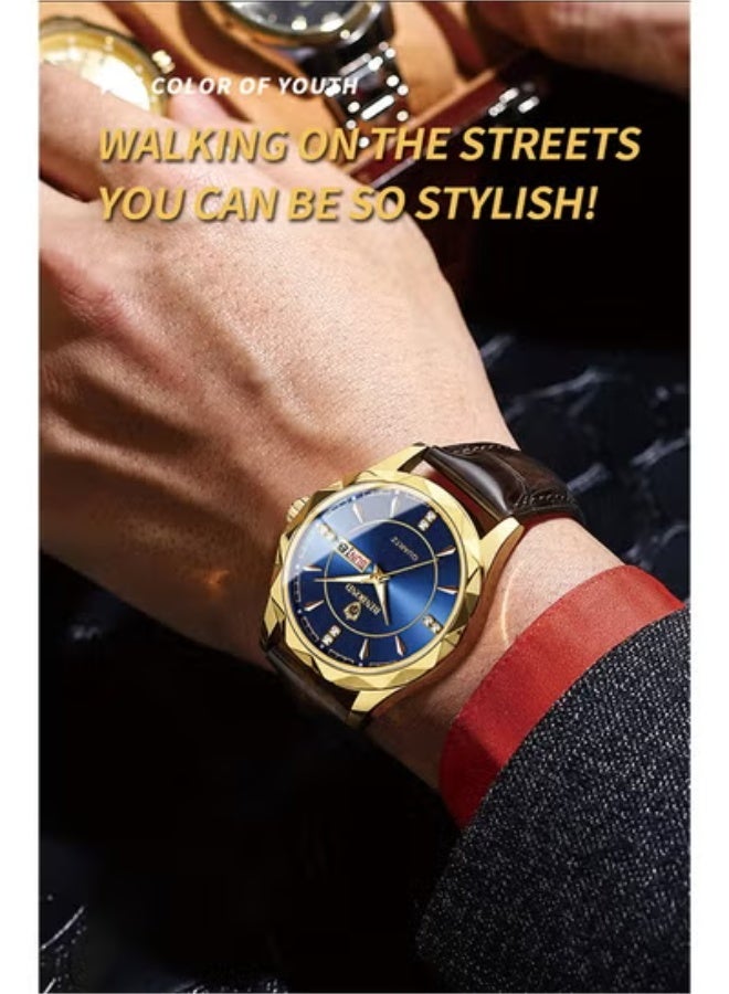 BINBOND Men's Luxury  Watch with Dual Calendar, Quartz Movement, 30M Waterproof - Image 4