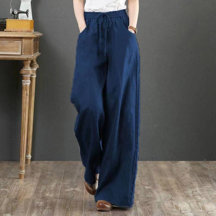 Japanese Export Linen Blend Wide Leg Pants for Women Green  - Image 3