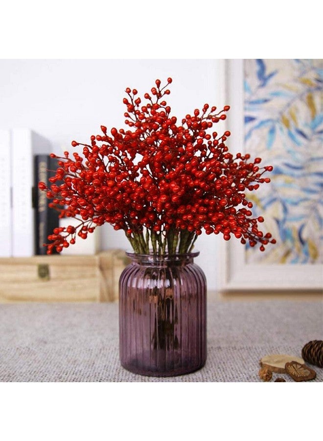 إيفيفس آرتس مجموعة من 8 سيقان من التوت الأحمر الصناعي من efivs arts لتزيين شجرة عيد الميلاد والحرف اليدوية وديكور عيد الحب - Image 1