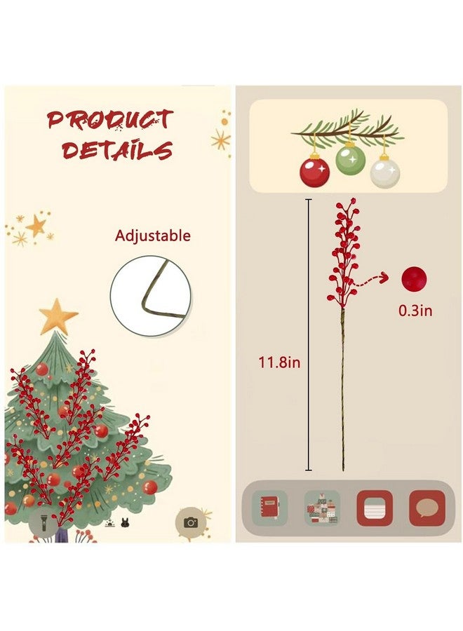 إيفيفس آرتس مجموعة من 8 سيقان من التوت الأحمر الصناعي من efivs arts لتزيين شجرة عيد الميلاد والحرف اليدوية وديكور عيد الحب - Image 2