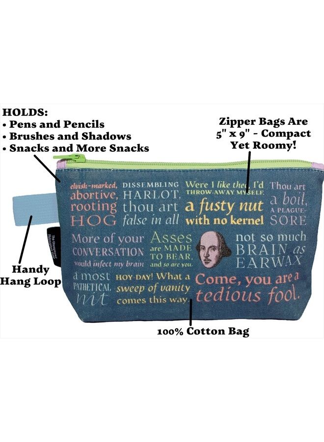 The Unemployed Philosophers Guild Shakespeare Insults Bag - 9" Canvas Zipper Pouch for Pencils, Tools, Cosmetics, Toiletries and More - Image 2
