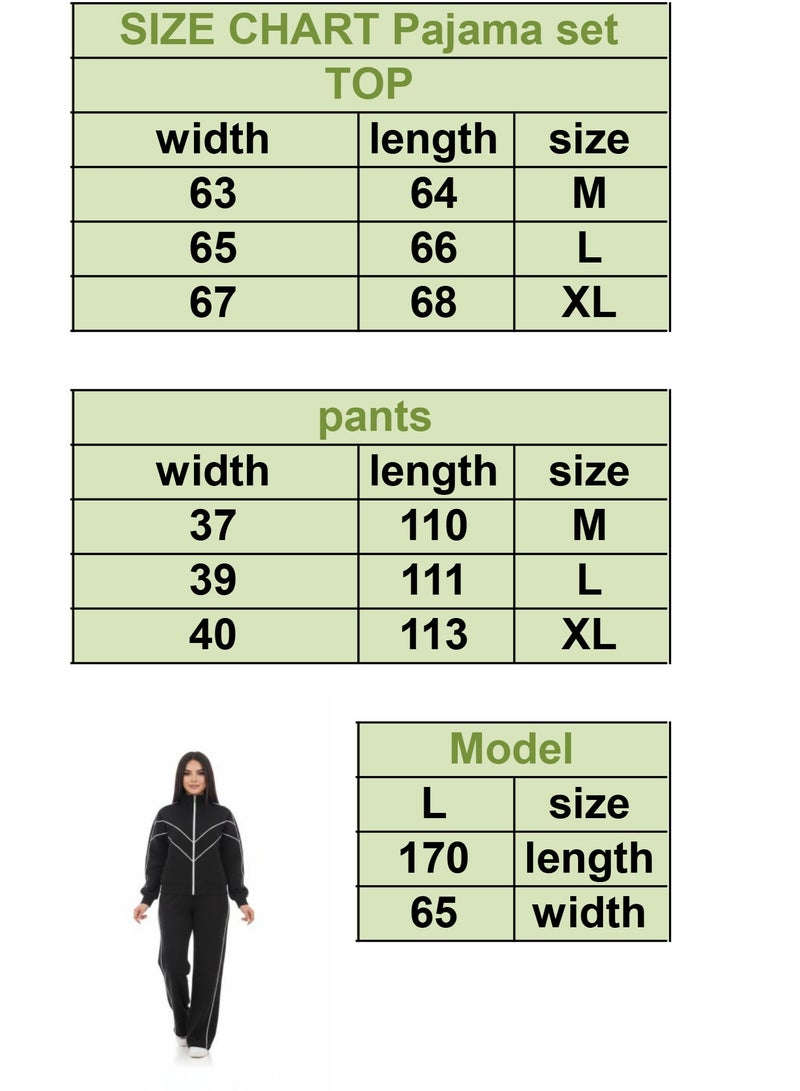 Women’s Winter Tracksuit Cotton Fleece Set – Full Zip Jacket & Pants with Pockets – Black Casual Sportswear for Gym, Daily Wear & Outdoor - Image 5