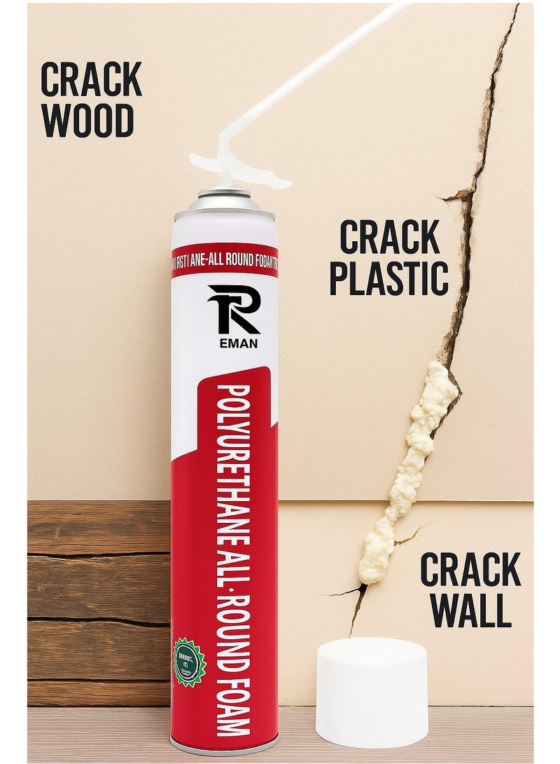 Eman Polyurethane PU Foam Spray Multi Purpose Insulation Gap Filler Sealant for Doors Windows and Construction 750ml - Image 2