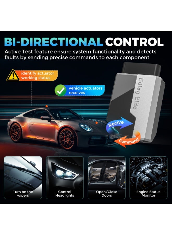 kingbolen OBD2 Scanner Bluetooth Bi-Directional Control Scanner, All System Diagnostic Tool for iOS & Android, Bluetooth 5.2 Car Code Reader, 15+ Reset Functions, Active Test, Full Vehicle Diagnosis - Image 4