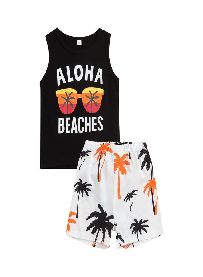 Thorn Tree Toddler Boys Shorts Set Seaside Printed T-shirt+Shorts 2Pcs Little Boy Outfits Summer Clothes Suit (Beaches A,3-4 Years) - Image 1