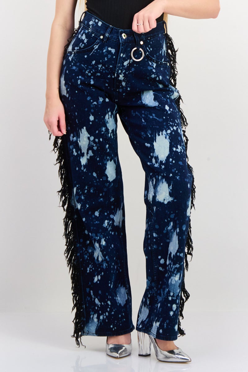 Wrangler Women Regular Fit Color Splash Wide Leg Jeans, Blue Combo - Image 1