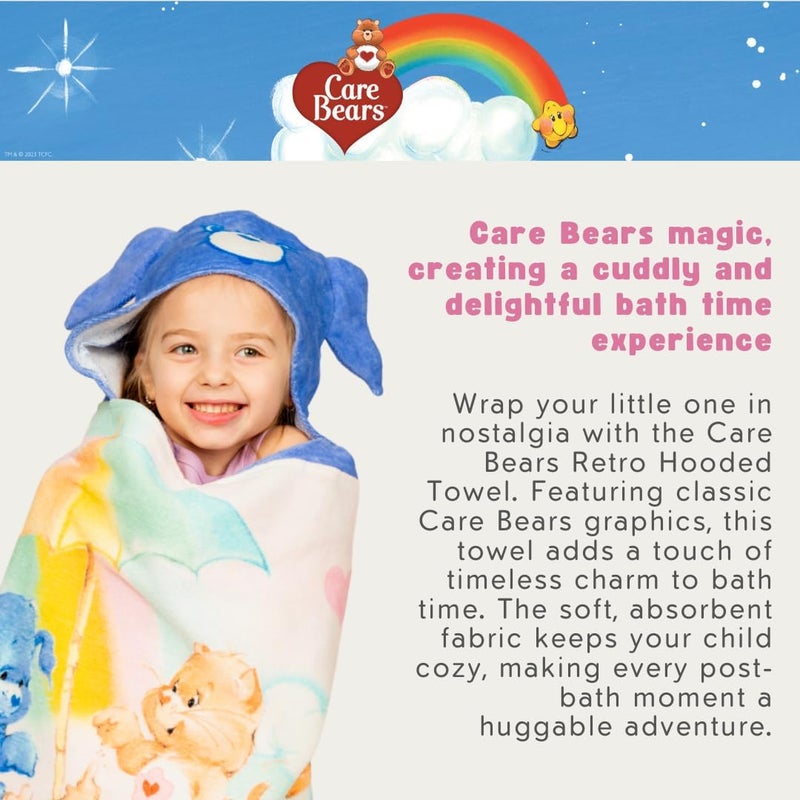Franco Care Bears Retro Kids Super Soft BathPoolBeach Soft Cotton Terry Hooded Towel Wrap 24 in x 50 in Officially Licensed Product By Franco - Image 4