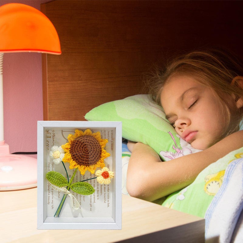 Handmade Knit Flowers Photo Frame | Artificial Hand- Knitted Sunflower Bouquet Wall Decor,Home Offices Decors, Desk Tabletop Ornaments, Gift for Mother’s Day, Anniversary, Wedding - Image 2