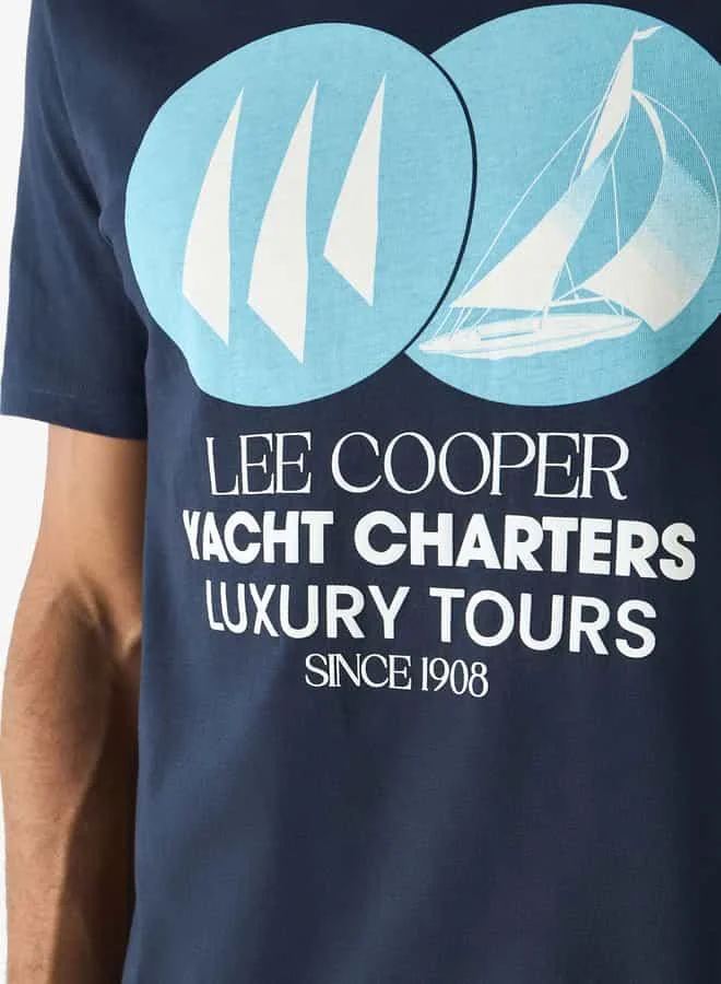 Lee Cooper Lee Cooper Printed Crew Neck T-shirt with Short Sleeves