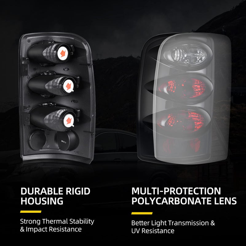DWVO Taillights Tail Lamps Compatible with 2000 2001 2002 2003 2004 2005 2006 Chevy Suburban Tahoe GMC Yukon SLT (XL) Black Smoke (Do Not Fit Barn Door Models - ONLY FITS LIFT GATE MODELS) - Image 2
