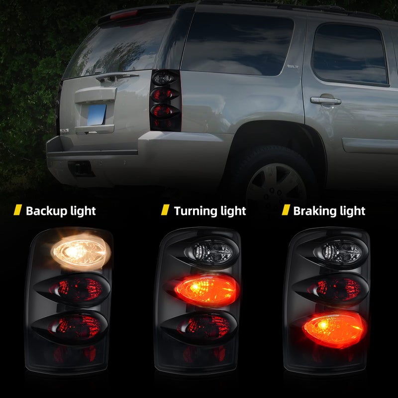 DWVO Taillights Tail Lamps Compatible with 2000 2001 2002 2003 2004 2005 2006 Chevy Suburban Tahoe GMC Yukon SLT (XL) Black Smoke (Do Not Fit Barn Door Models - ONLY FITS LIFT GATE MODELS) - Image 3