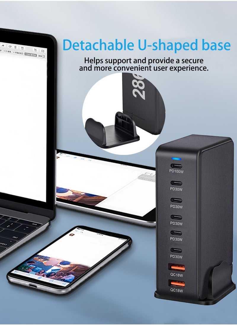 Luttec 286W GaN USB C Charger Station, 8 Port Type C Fast Charging Hub Block, Wall Charger Power Strip Adapter Plug 6 PD USB C 2 QC USB A - GaN Technology - Certified Laptop Charger for Macbook Air, Sumsung S23 iPhone 16,iPad, Galaxy, Honor and More -1.5m Power Cord  - Image 5