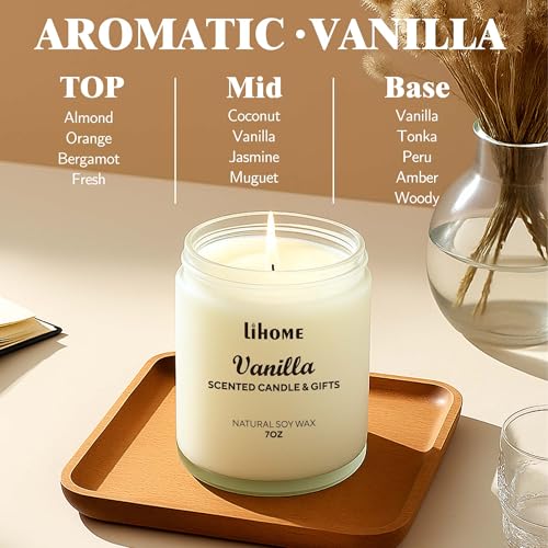 Lihome Candles Gifts for Women - Scented Candles, Natural Soy Wax Candles for Home Scented Perfect for Christmas, Birthday, Mother's Day, Vanilla Candle - Image 2