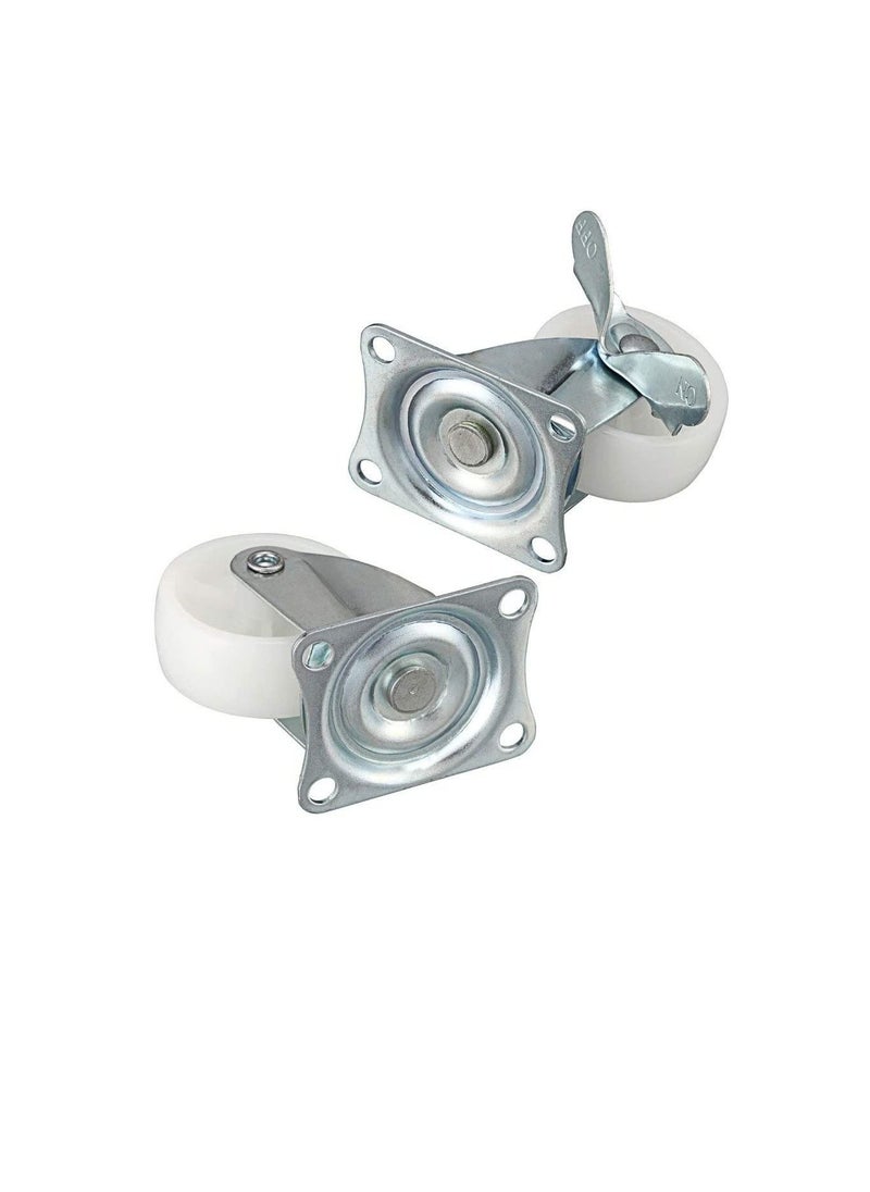 PP - PP Nylon Dual Roller Bearing Universal Swivel 2in 50mm Castor Wheel For Platform Trolley Chair (White,4 Pieces,25kg) - Image 1