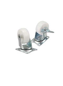 PP Nylon Dual Roller Bearing Universal Swivel 2in 50mm Castor Wheel For Platform Trolley Chair (White,4 Pieces,25kg)
