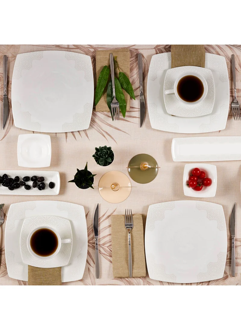Karaca Fine Pearl Valentina 26 Pieces Square Pearl Breakfast/Serving Set for 6 Persons