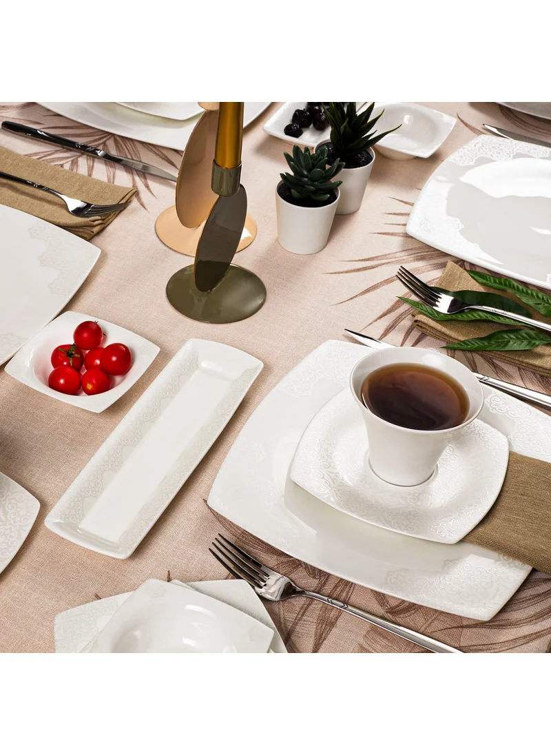 Karaca Fine Pearl Valentina 26 Pieces Square Pearl Breakfast/Serving Set for 6 Persons
