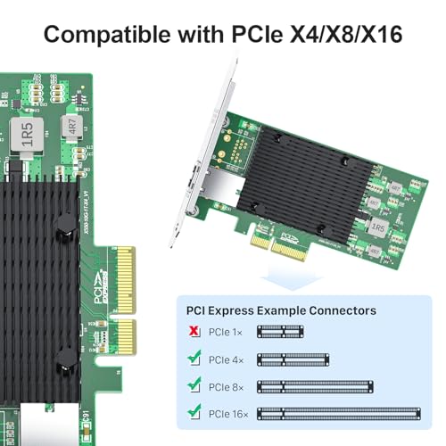 ipolex 10Gb Network Card Intel X550-T1 Ethernet Card, PCIe v3.0 x4, Single RJ45 Port, with Intel X550-AT Controller, 1G/10G Multi-Rate Ethernet LAN Adapter Support Windows Server/Windows/Linux/Vmware - Image 3