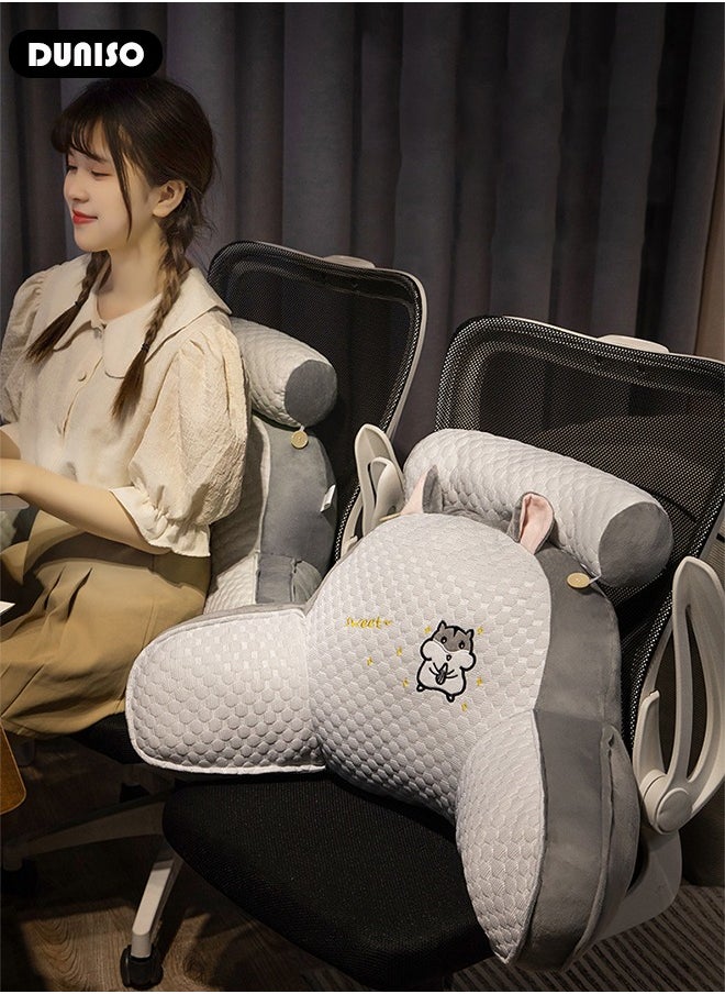 DUNISO Husband Pillow Backrest with Arms Adult Reading Pillow Shredded Memory Foam, Ultra-Comfy Removable Microplush Cover and  Detachable Neck Roll Unmatched Support Bed Rest Sit Up Pillow  - Image 1