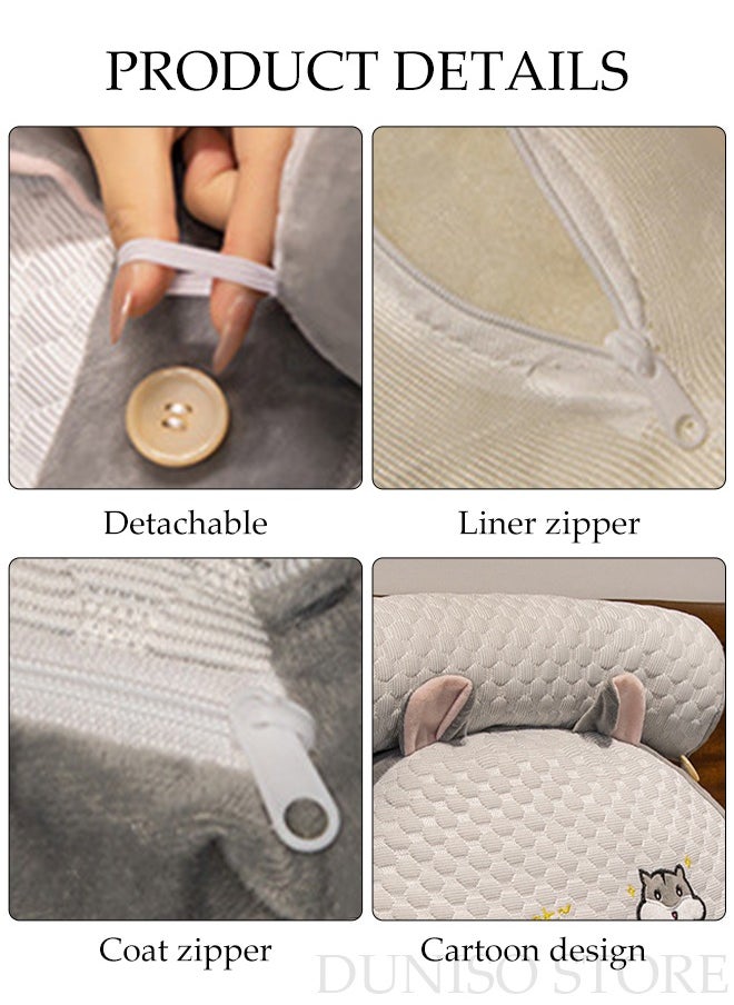 DUNISO - Husband Pillow Backrest with Arms Adult Reading Pillow Shredded Memory Foam, Ultra-Comfy Removable Microplush Cover and  Detachable Neck Roll Unmatched Support Bed Rest Sit Up Pillow - Image 1