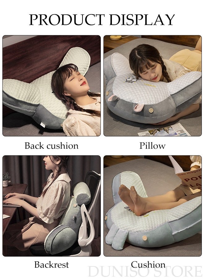 DUNISO - Husband Pillow Backrest with Arms Adult Reading Pillow Shredded Memory Foam, Ultra-Comfy Removable Microplush Cover and  Detachable Neck Roll Unmatched Support Bed Rest Sit Up Pillow - Image 1