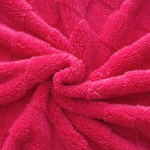 Linecooo Hot Pink Fleece Throw Blanket 50”×60” for Couch Sofa Bed,Super Soft Cozy Plush Microfiber Flannel Blanket with 3D Checkered Design Lightweight for Adults Woman Girls - Image 5