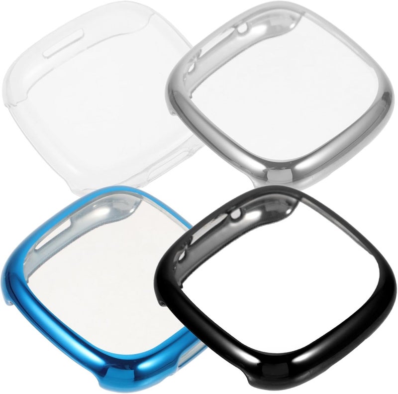 4pcs TPU Full-Body Watch Covers for 4/Sense 2, Anti-Scratch Detachable Protective Case Set with Black, Silver, for Smartwatch Accessories - Image 1