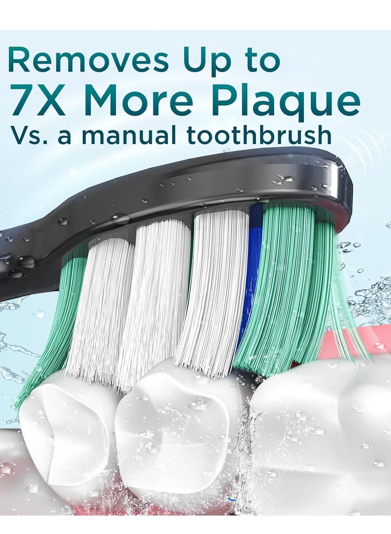 عام فرشاة أسنان كهربائية للبالغين مع 8 رؤوس للفرشاة، فرشاة أسنان سونيك قابلة لإعادة الشحن مع حامل وحقيبة سفر، شحن لمدة ساعتين ونصف لمدة 120 يومًا - Image 2