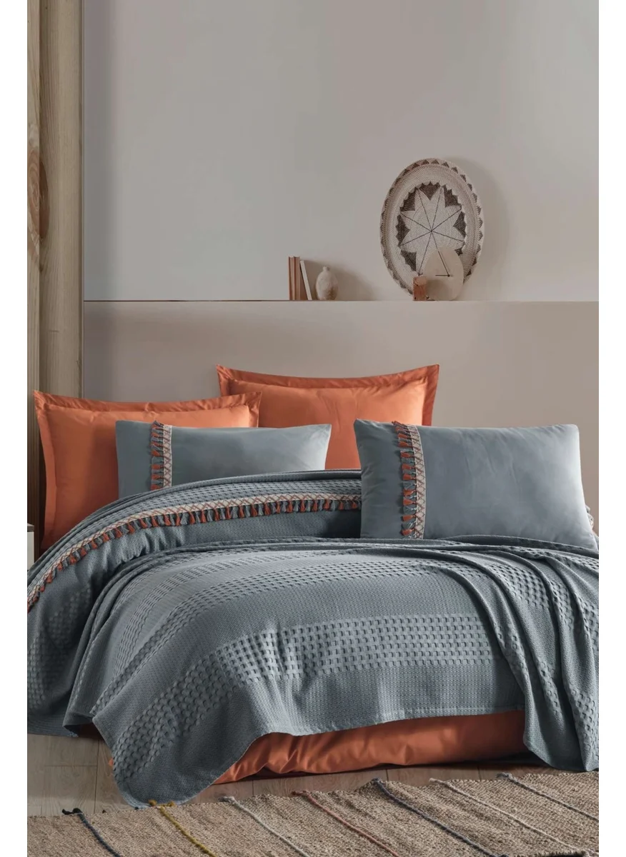 Clasy Boutique Single Tasseled Pique Set Bohamline Gray