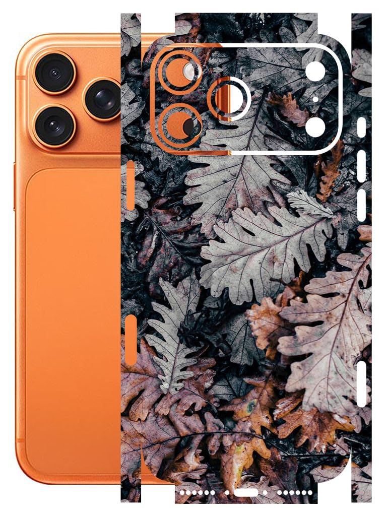 AtOdds - Full Body Back Screen Guard Protector Film - Lamination Wrap Skin Sticker for iPhone 17 Pro Max | Scratchproof Matte Finish (Design - Dry Leaves) - Image 1
