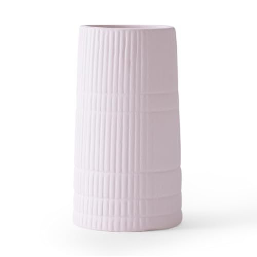 PUREZENTO Pink 'BlushGroove' Ceramic Ribbed Vase - 5 Inch (Pack of 1) | Decorative Ribbed Vase for Dried Flowers & Pampas Grass | Centerpiece Vases for Modern Home Decor, Living Room, Office Decor - Image 5