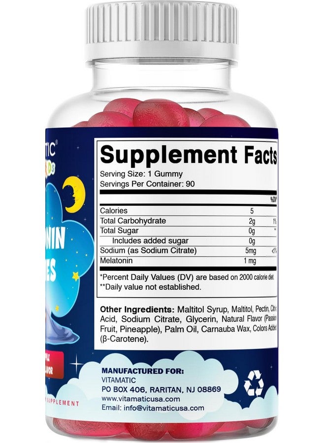 Vitamatic فيتامينات خالية من السكر للأطفال ميلاتونين 1 ملغ، 90 جيمي، بنكهة الأناناس و فاكهة العاطفة - Image 3