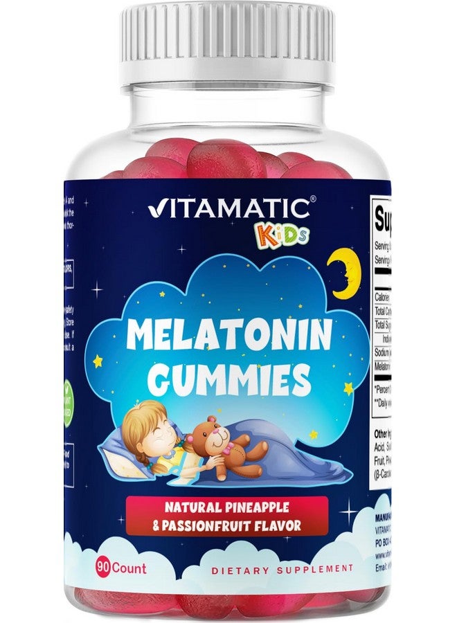 Vitamatic فيتامينات خالية من السكر للأطفال ميلاتونين 1 ملغ، 90 جيمي، بنكهة الأناناس و فاكهة العاطفة - Image 1