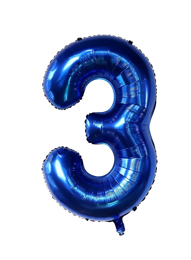 40 Inch Blue Number 3 Balloon – Elegant Foil Decoration for Birthdays & Anniversaries - Image 1