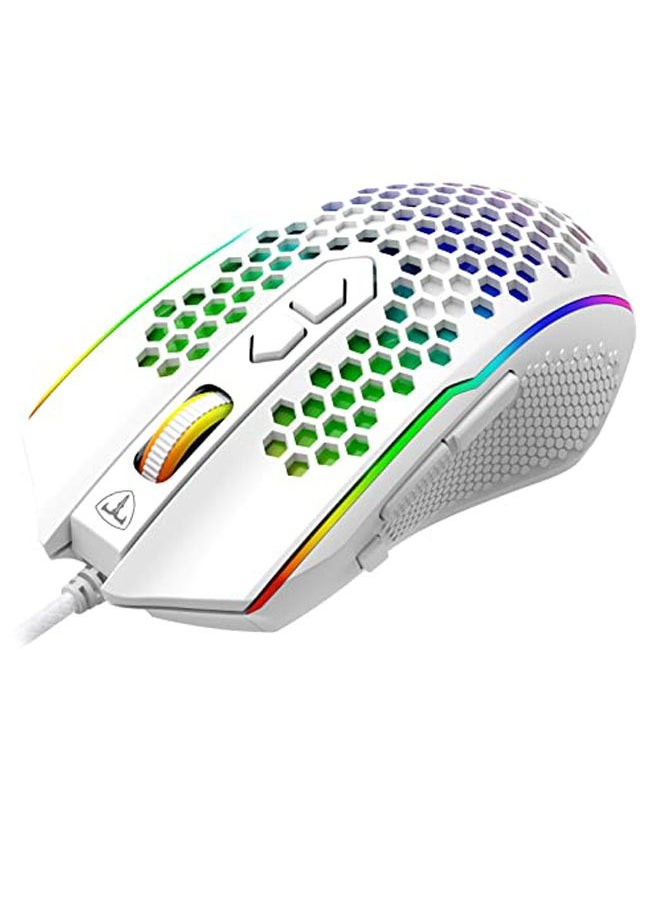 T-DAGGER - Honeycomb Wired Gaming Mouse, RGB Backlight and 8000 Adjustable DPI,Ergonomic and Lightweight USB Computer Mouse with High Precision Sensor for Windows PC & Laptop Gamers (White) - Image 1
