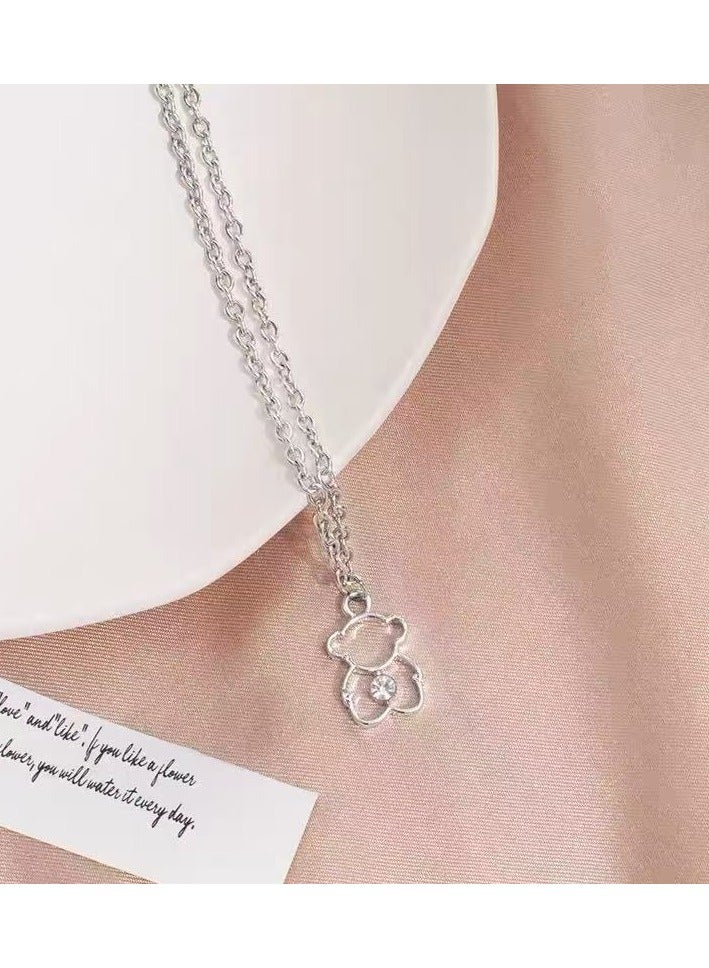 Goolsky قلادة دب كوري لطيف مع تعليقة – تعليقة دب متلألئة بتصميم مجوف، مجوهرات بأسلوب مينيمايليست، للارتداء اليومي/غير الرسمي - Image 3