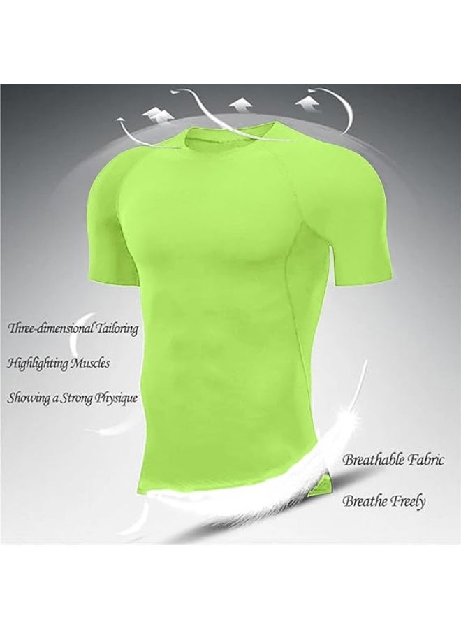 قمصان ضغط الرجال قمصان الرياضة قصيرة الأكمام ، قميص التمرين الجاف البارد قميص الرياضة - Image 4