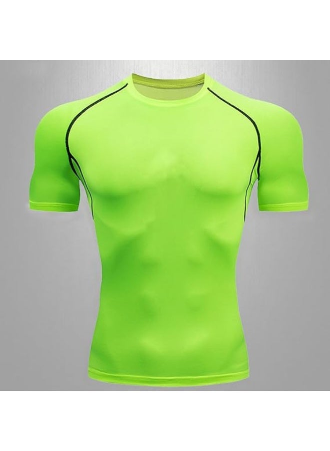 قمصان ضغط الرجال قمصان الرياضة قصيرة الأكمام ، قميص التمرين الجاف البارد قميص الرياضة - Image 3