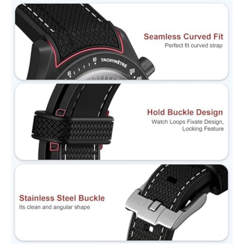 أحزمة لساعة Moonswatch، حزام سيليكون منحني متوافق مع ساعة أوميغا X Swatch 20 مم، حزام بديل Swatch Omega Moonswatch Speedmaster للرجال - Image 4